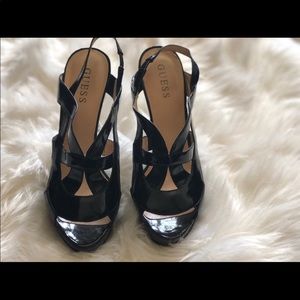 Guess patent leather and snakeskin heel